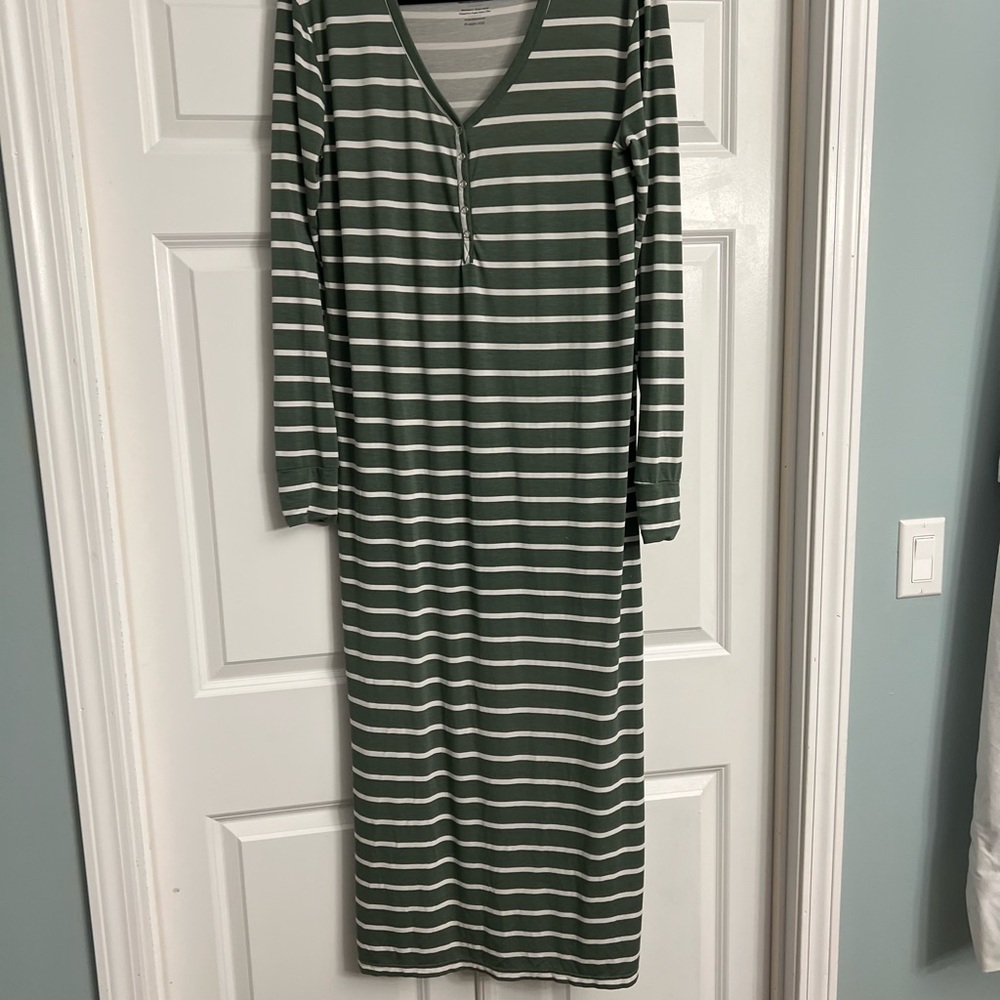 Posh Peanut Green and White Striped Nightgown